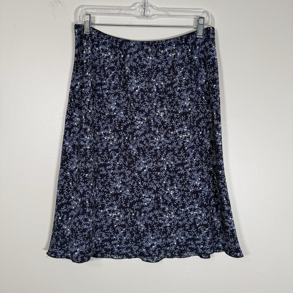 Norton Mcnaughton Skirt Womens Petite XL Y2K Vintage Blue Floral Midi